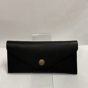 Portland Leather Goods Long Zip Envelope Black New